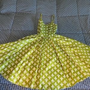 Pinup Couture Audrey Green Fleur-de-lis dress